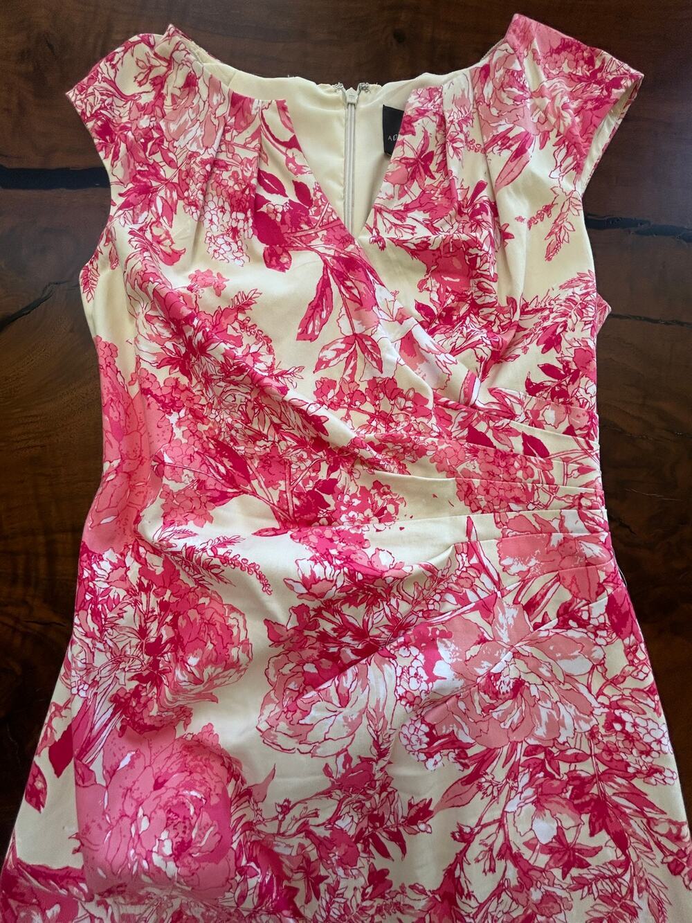 NWT Adrianna Papell Pink Floral Ruched Sheath Dress 4P Summer Wedding Guest